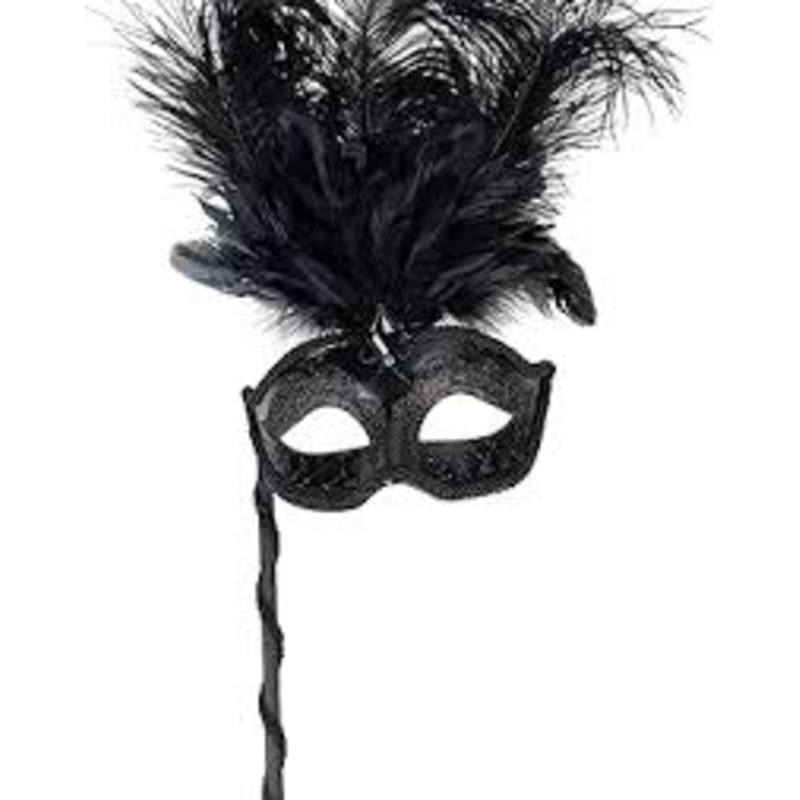 Black Venetian Mask on Stick