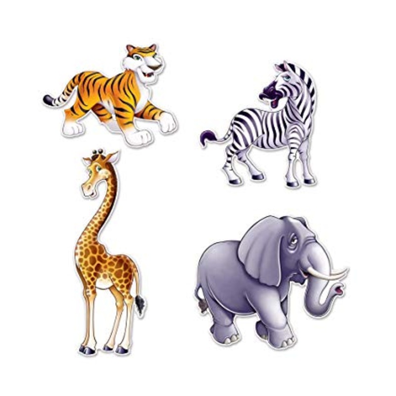 JUNGLE ANIMAL CUTOUTS  4CT