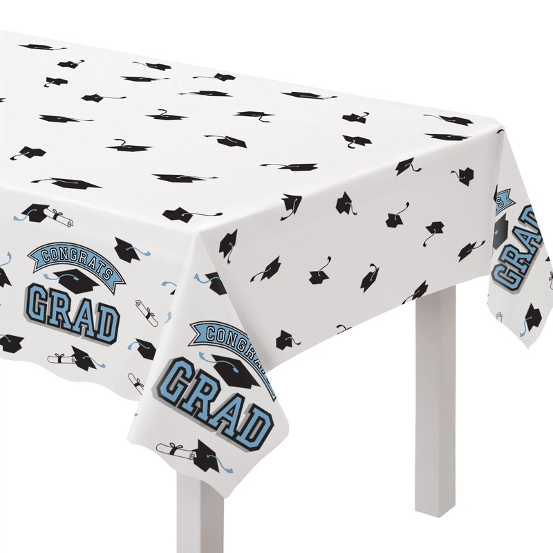 Powder Blue Graduation Plastic Tablecover