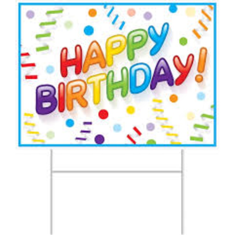 Rainbow Happy Birthday Plastic Yard Sign