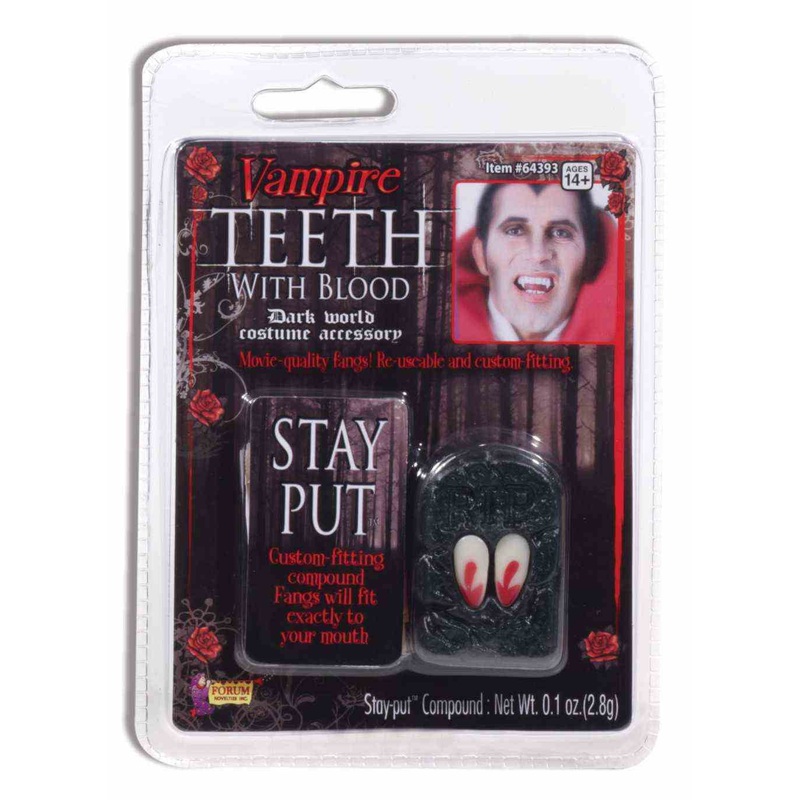 VAMPIRE TEETH W/ BLOOD 1PR/PKG