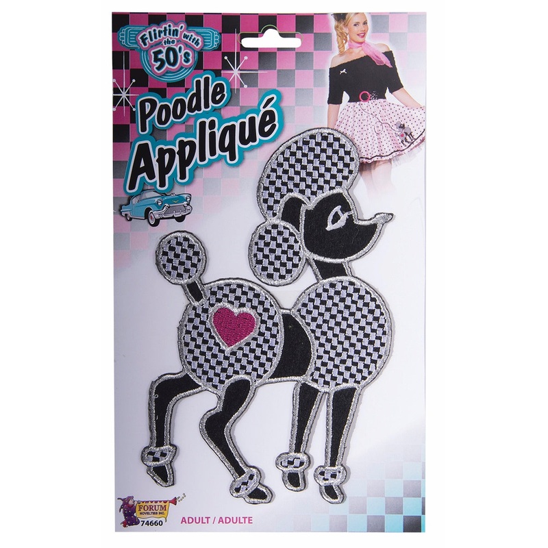50's Poodle Applique Black/Pink