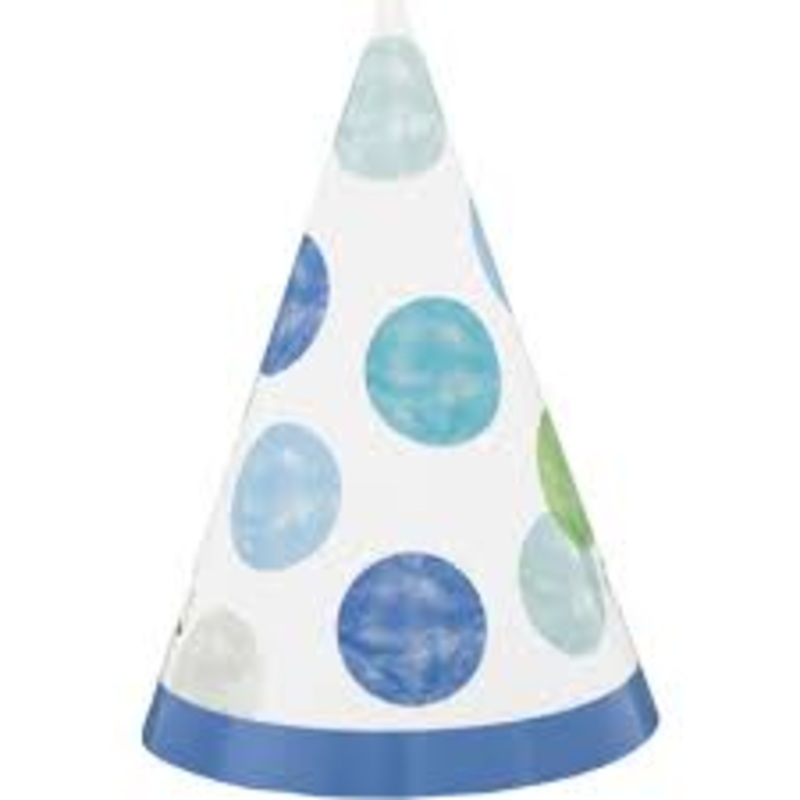 Blue Polka Dot Party Mini Hats. - 8ct.