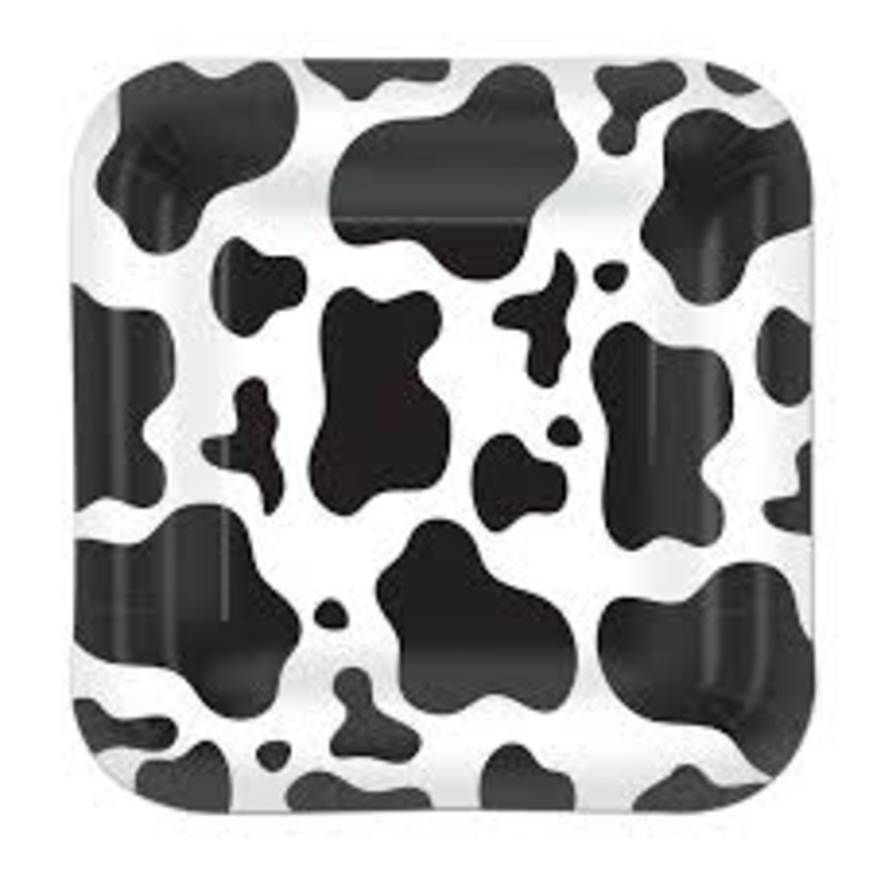 Cow Print 9" Square Paper Plates - 8ct.