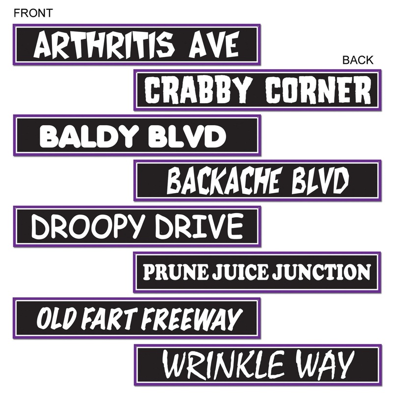 CUTOUT - OVER THE HILL STREET SIGN      4 CT/PKG
