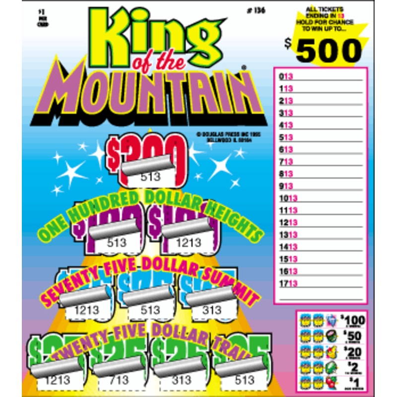 KING OF THE MOUNTAIN PULL TAB 2240 TICKETS