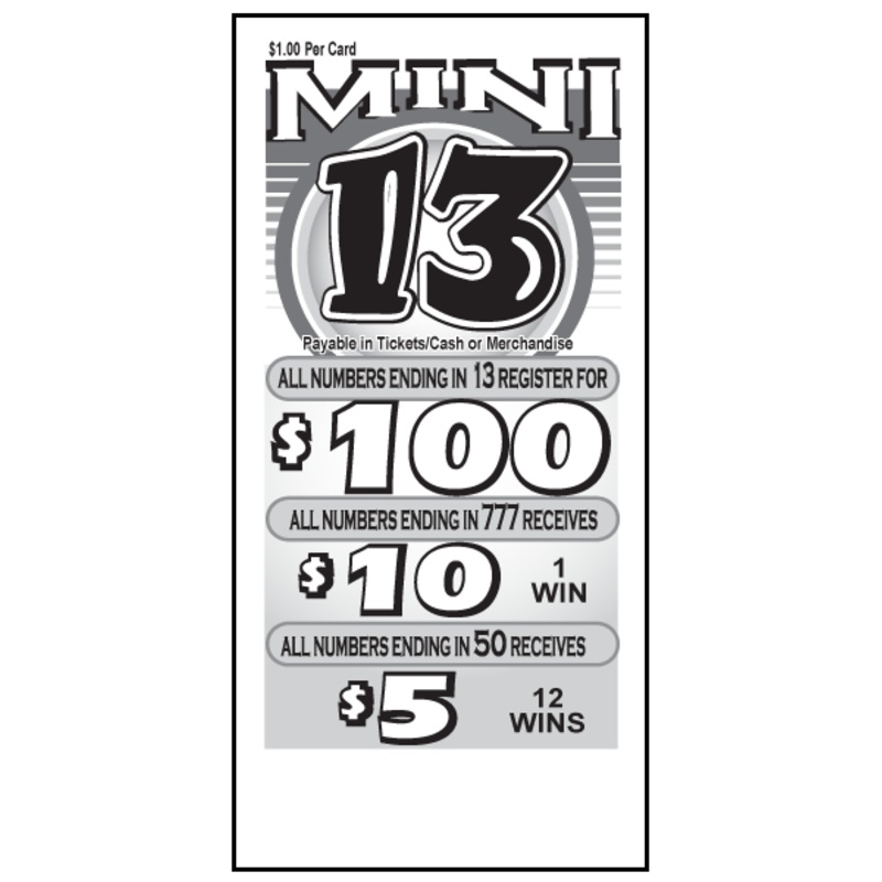 MINI 13'S PULL TAB, 210 TICKETS