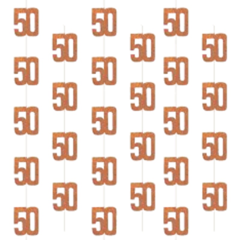 50th Rose Gold Hanging Decorations - 6ct.