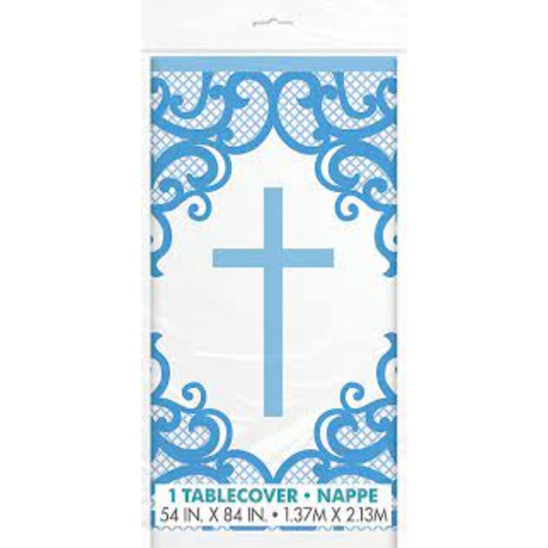 BLUE CROSS PLASTIC TABLECOVER