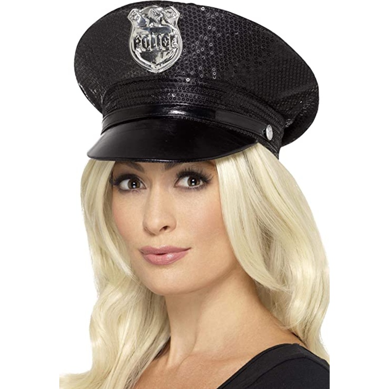 Hat Fever Sequin Police Black