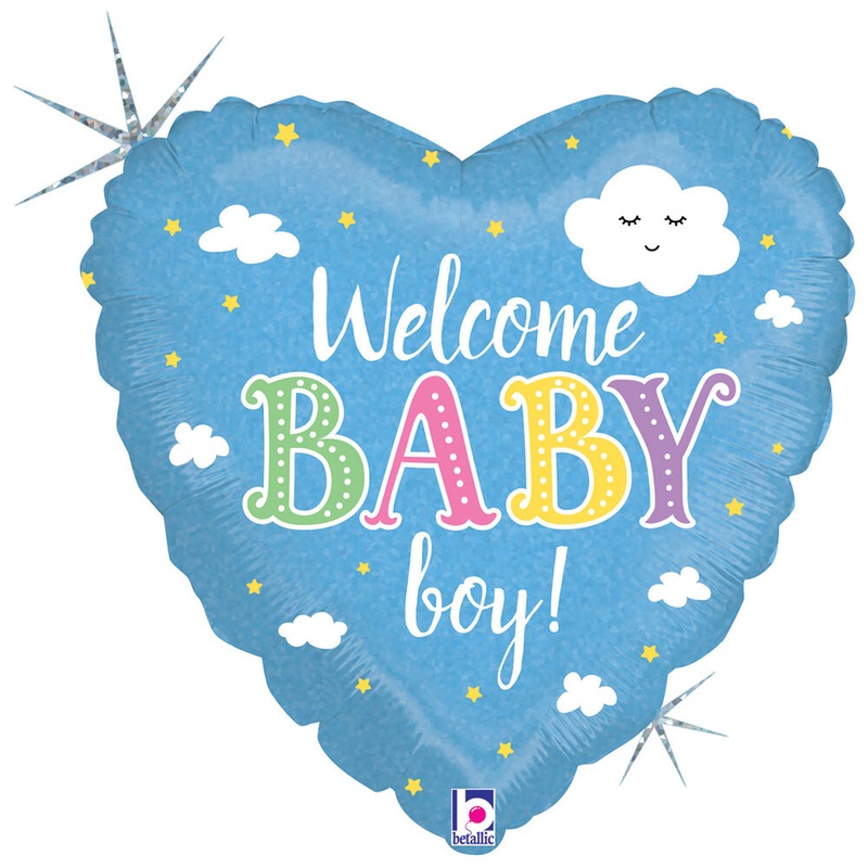 Balloon Mylar Welcome Boy Heart