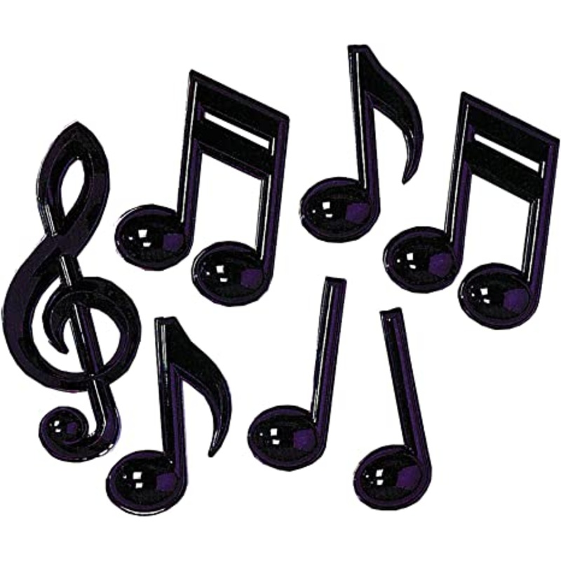 Black Musical Notes Plastic Decorations - 7 Pcs.