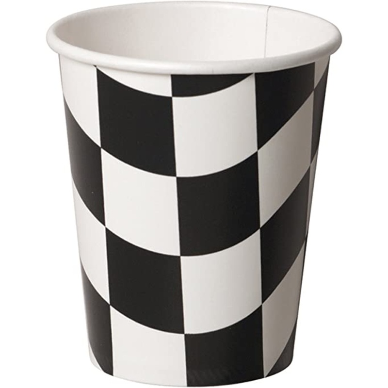 Black/White Checks 9oz Cups
