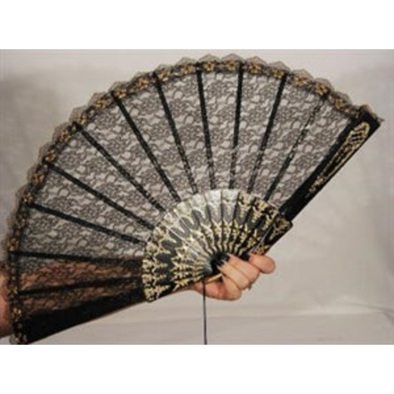 Fan Lace Black w/Gold Design 24IN Span