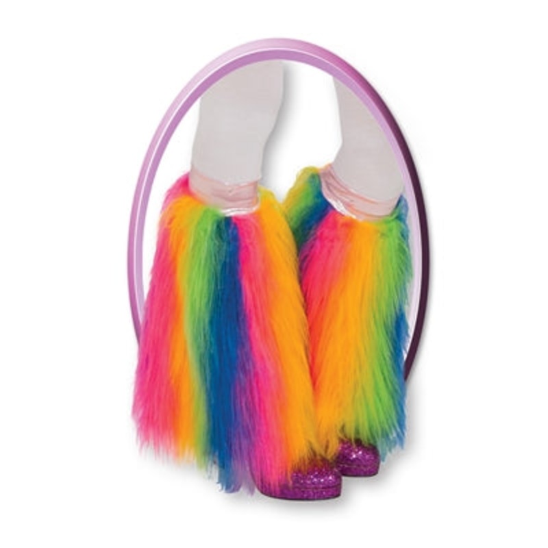 Leg Warmer Fluffy Rainbow