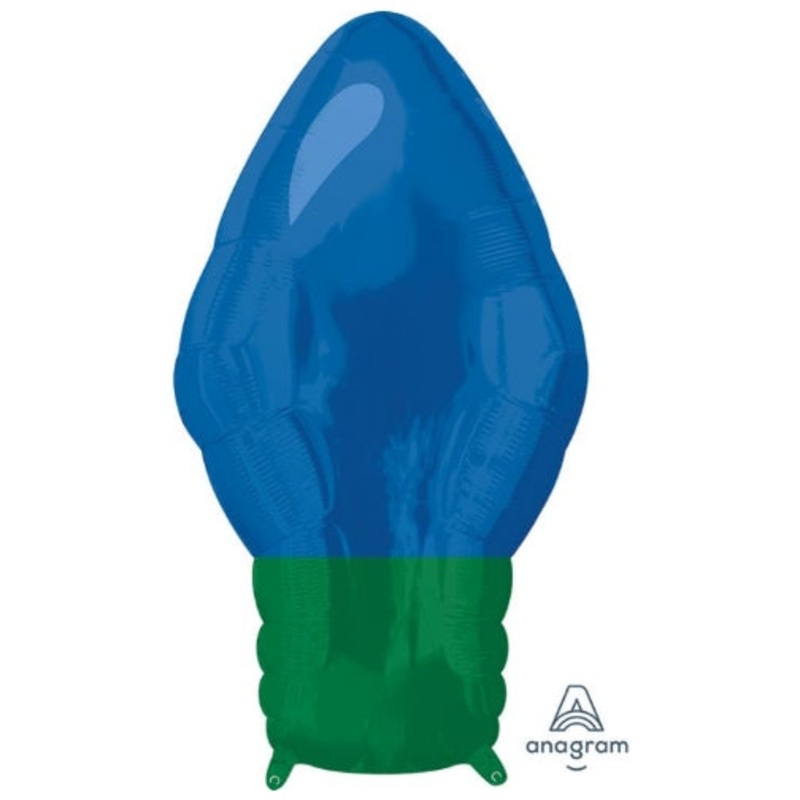 Xmas Lightbulb Mylar Balloon 22" Blue