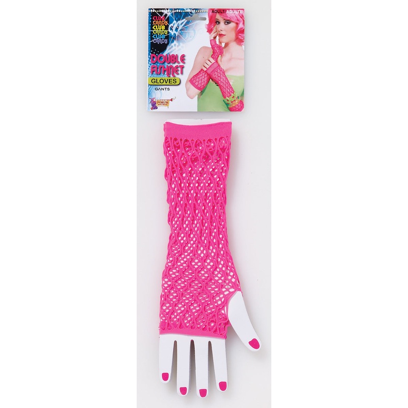 Double Fishnet Gloves - Pink