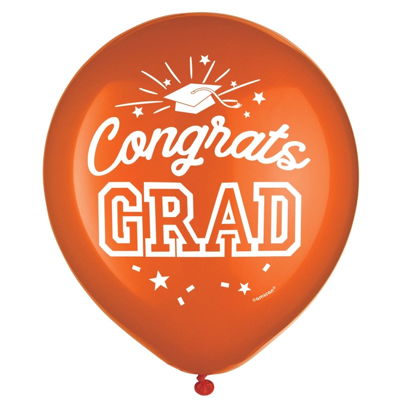 Grad Latex Balloons - Orange 15CT