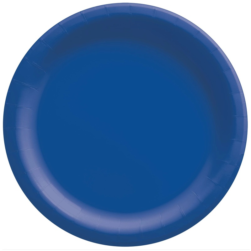 6 3/4" Round Paper Plates - Bright Royal Blue - 20CT