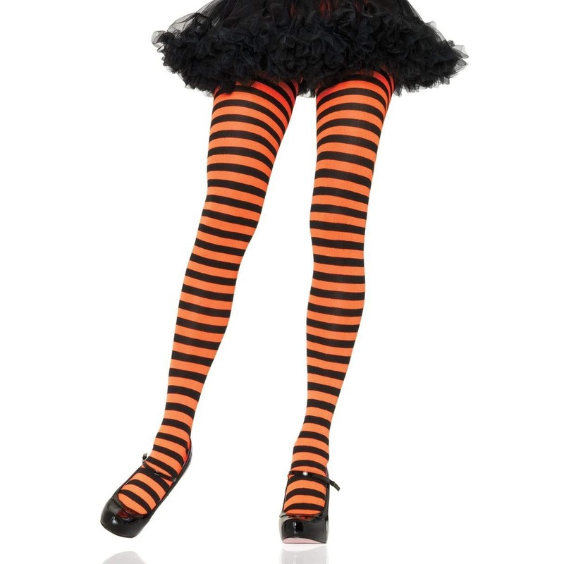Black/Orange Striped Tights