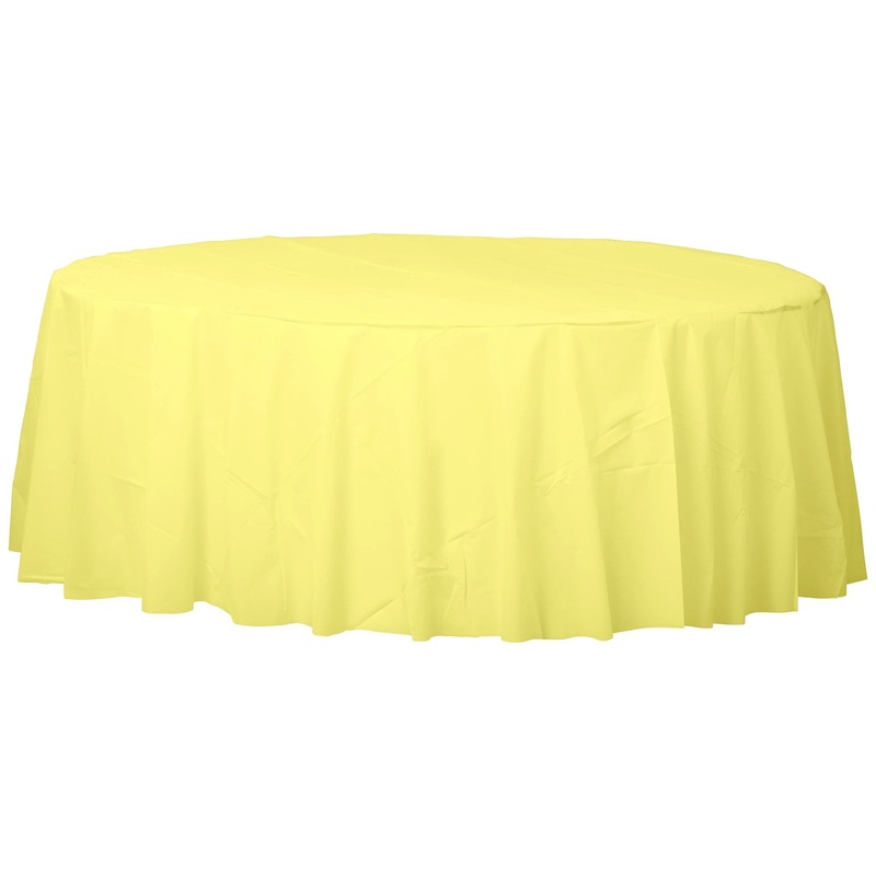 Round Plastic Table Cover - Light Yellow - 84"