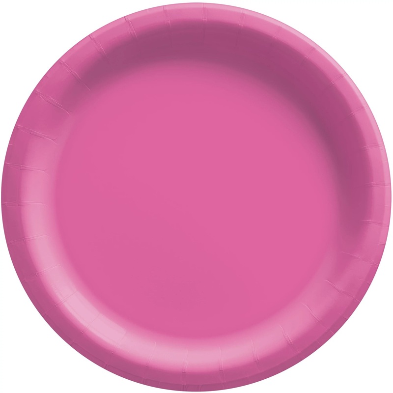 8 1/2" Round Paper Plates - Bright Pink 20ct