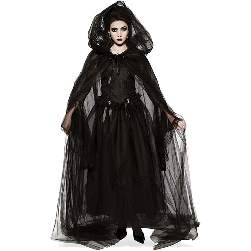 Cape Black Sheer Hooded