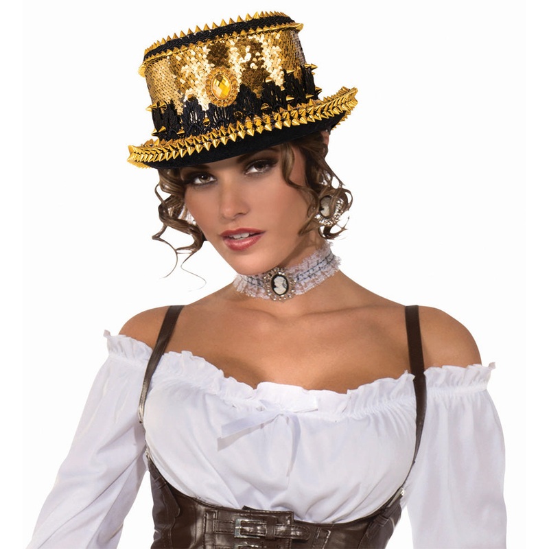 Gold Sequin Spiked Top Hat