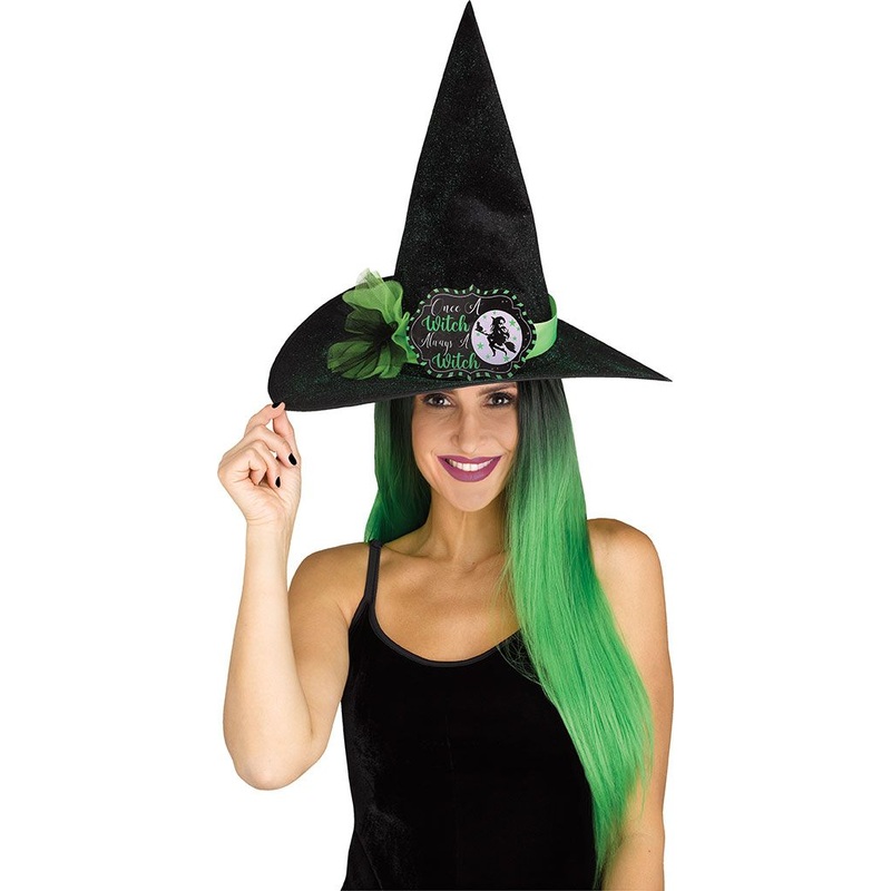 Hat Witch Witty Green Glitter
