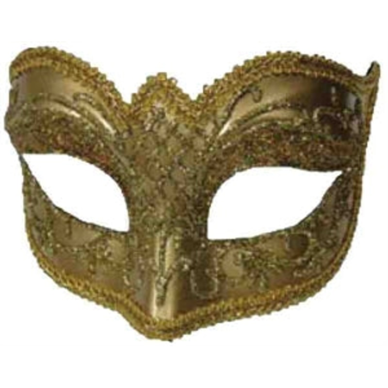 Mask Venetian Glasses Gold w/GLD Glitter