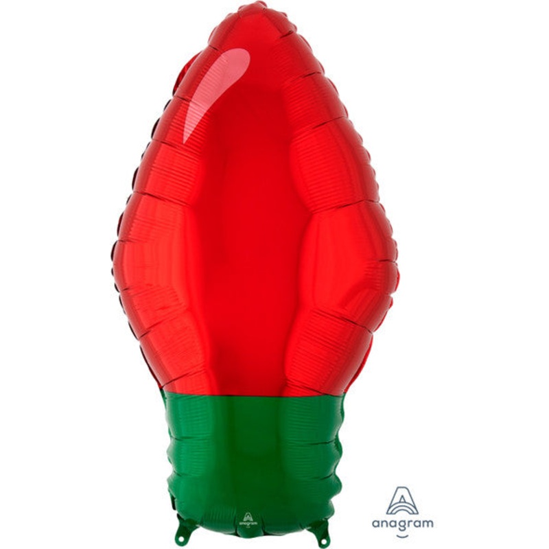 Xmas Lightbulb Mylar Balloon 22" Red
