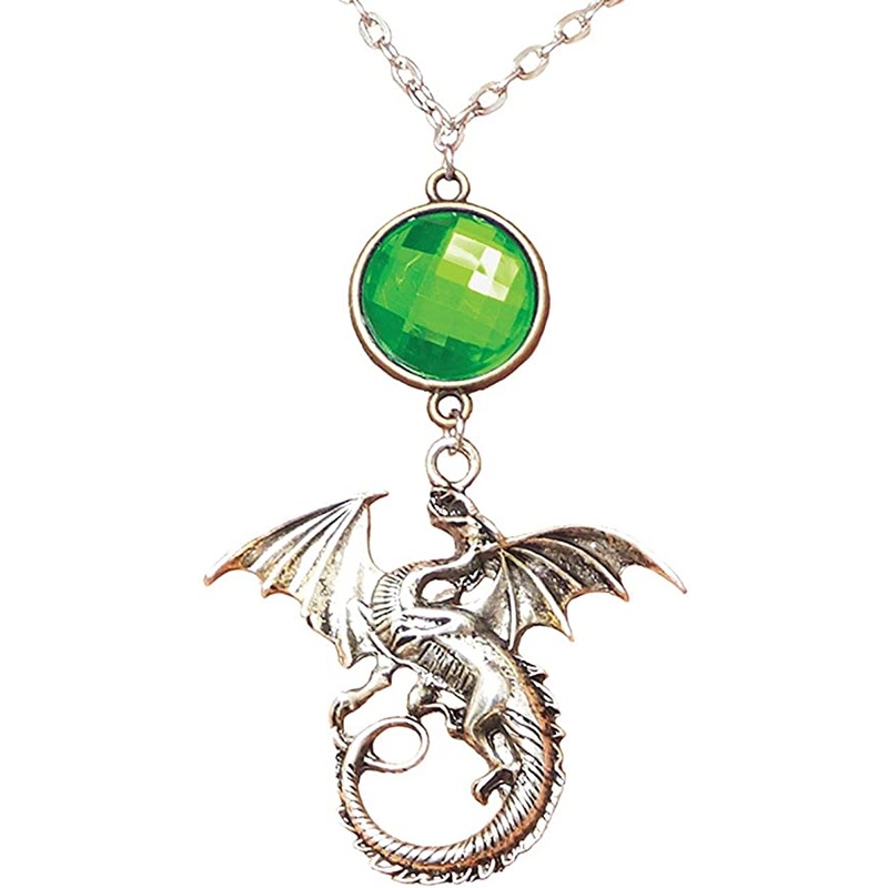 Necklace Dragon w/Green Stone