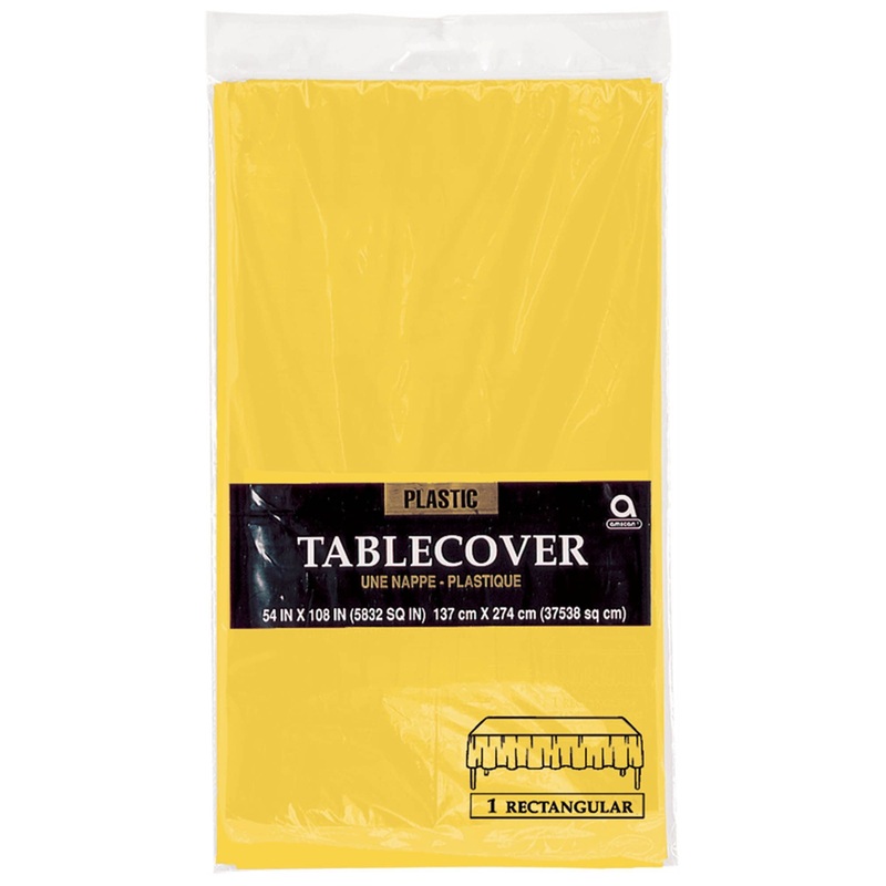 Rectangle Plastic Table Cover - Sun Yellow - 54" X 108"