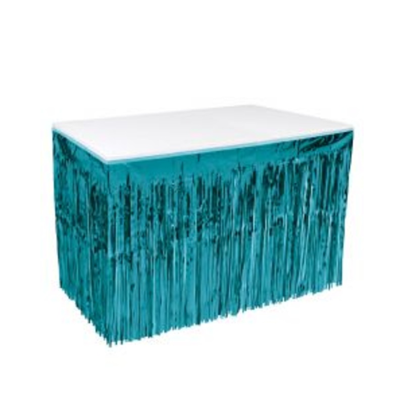 Pkgd 1-Ply Metallic Table Skirting Teal 30" x14'