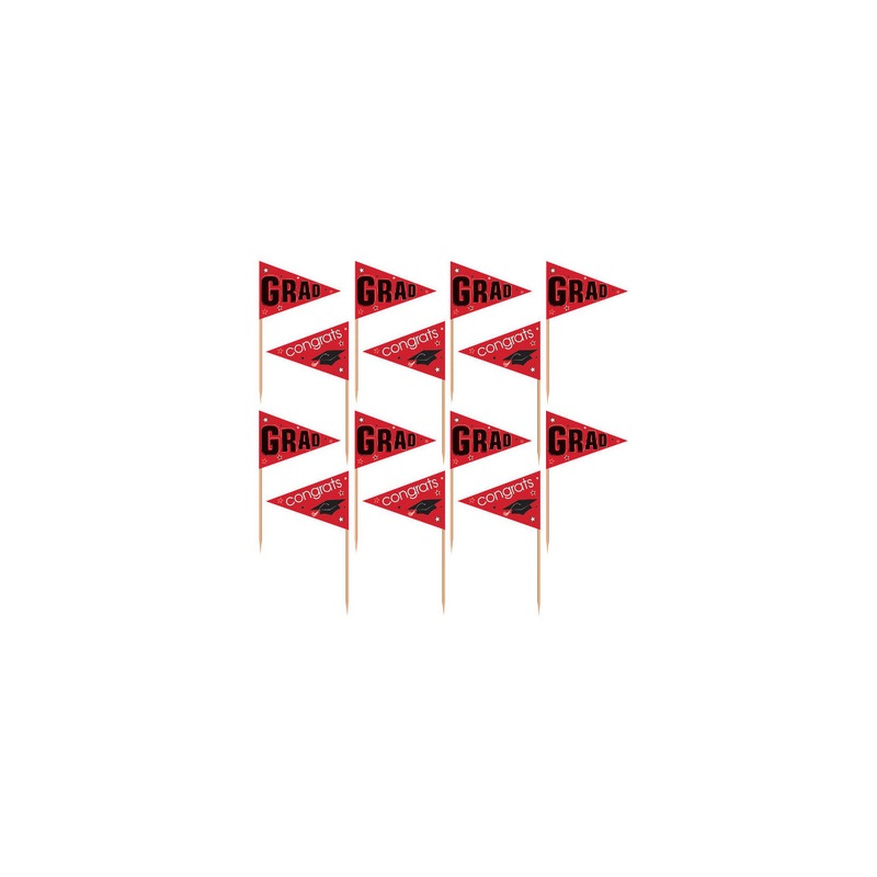 School Colors Pride Party Picks  Red 36ct