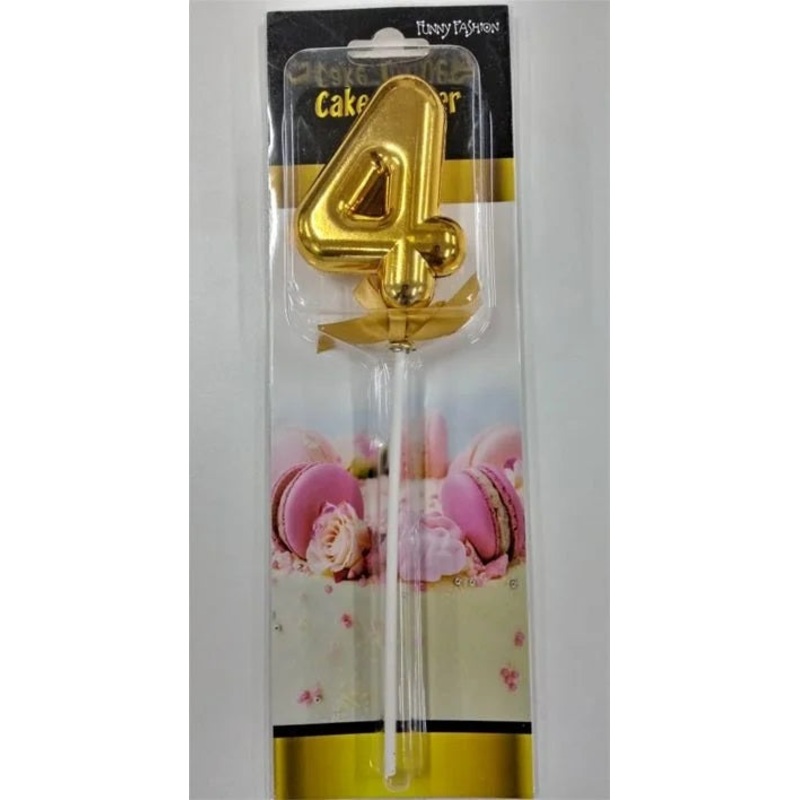 Candle Cake Topper Gold Bow #4