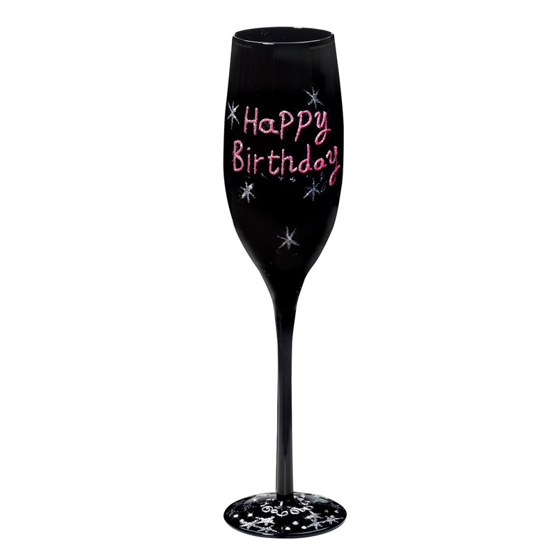 Glass Champagne Flute - Happy Birthday