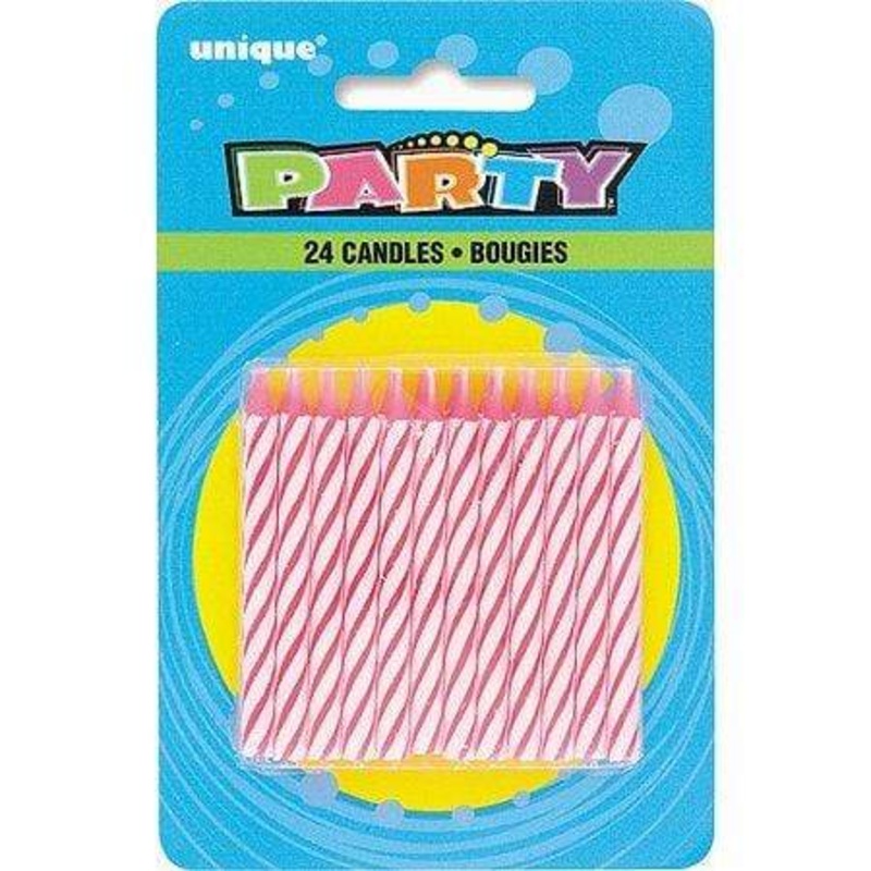 Pink & White Spiral Candles 24CT