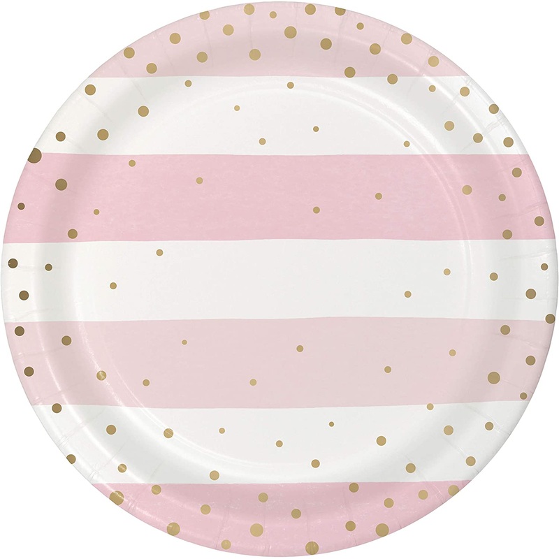 7" Pink and Gold Celebration Plates