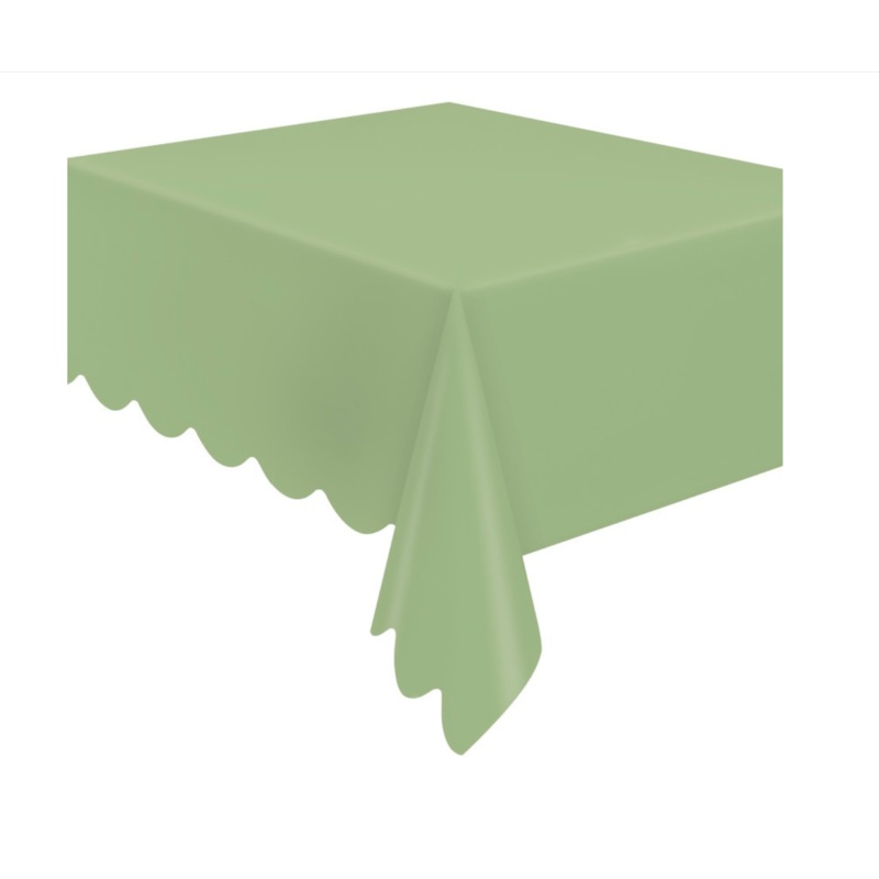 Elegant Sage Scalloped Paper Table Cover