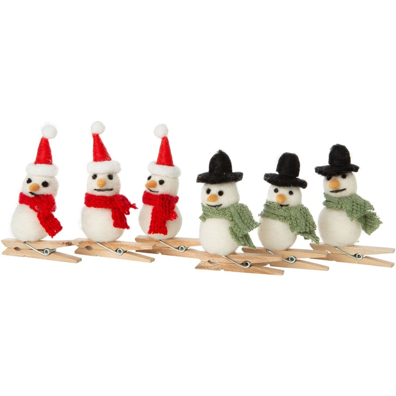 Felt Santa and Snowman clip-on Ornaments Set