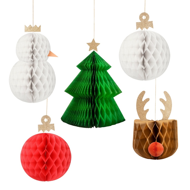 Large Hanging Christmas Honeycomb Decorations
