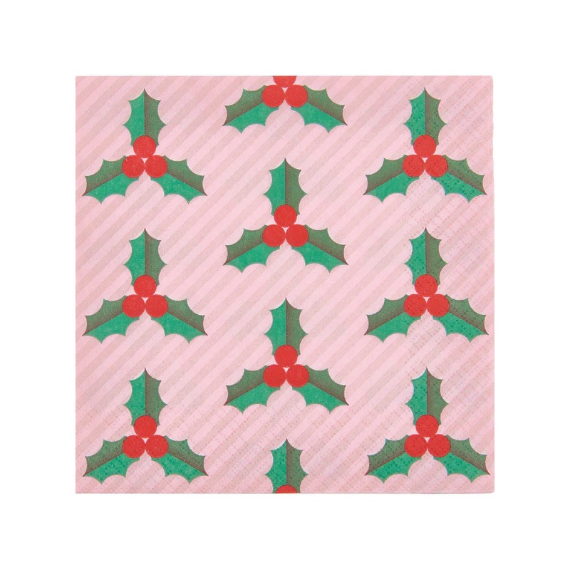 Pink Holly Dinner Napkins