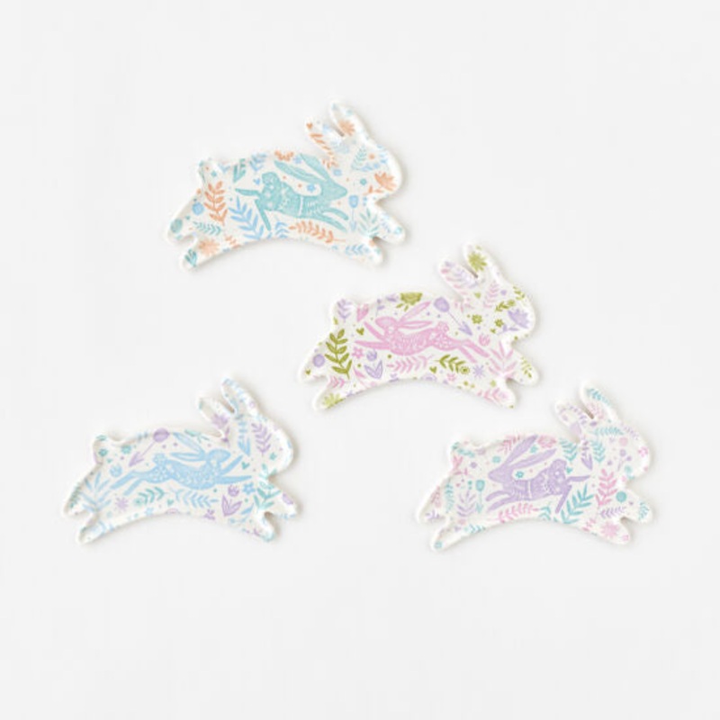 Bunny Shaped Spring Fable Silhouette Melamine Plate