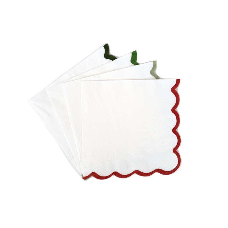Holiday Scallop Beverage Napkins