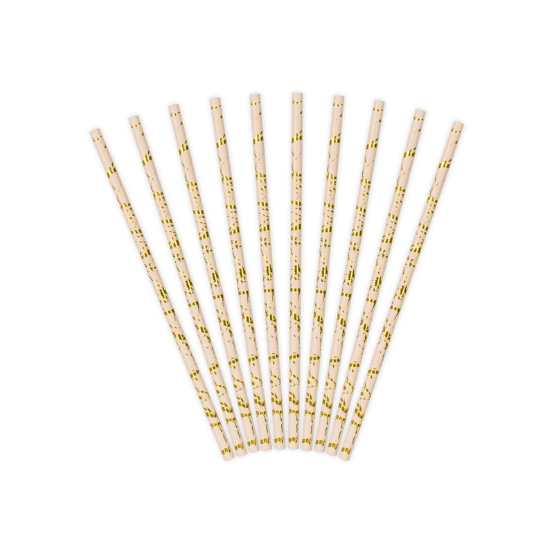 Light Pink with Marble Gold Accents Paper Straws