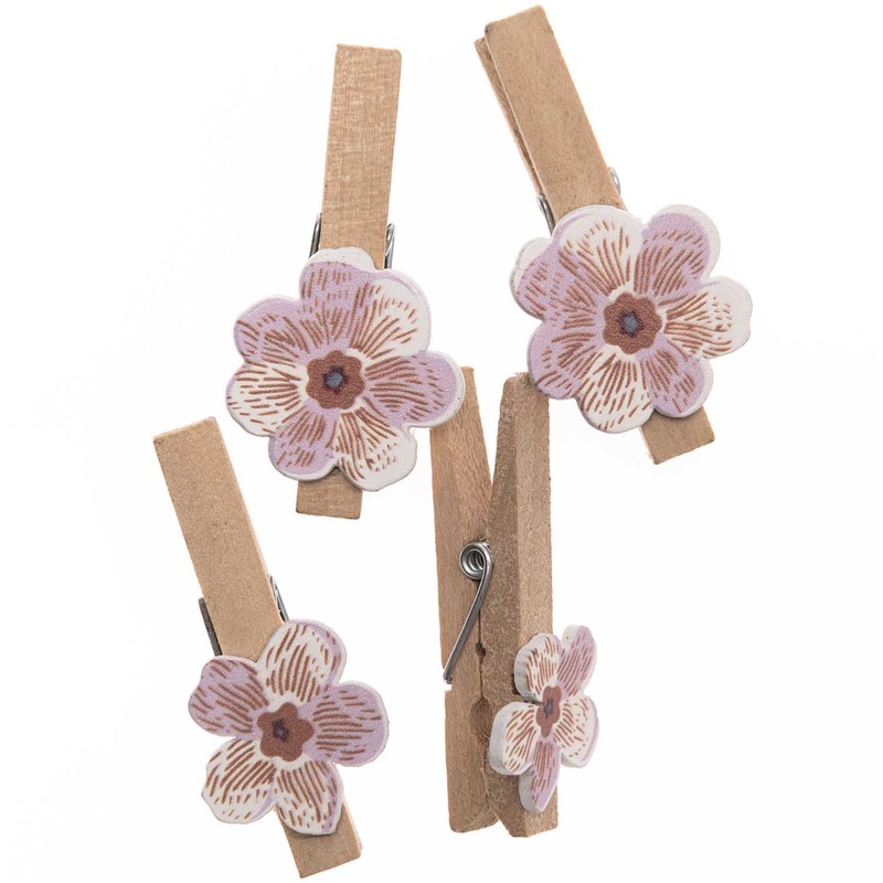 Mauve Blossom Wood Clips