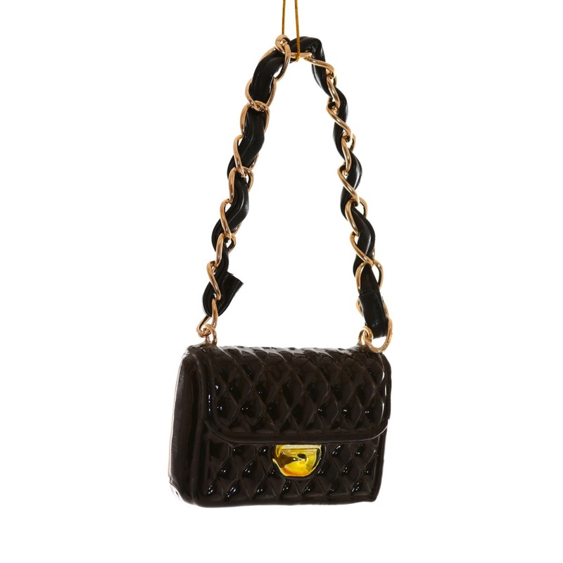 Quilted Black HandBag Ornament