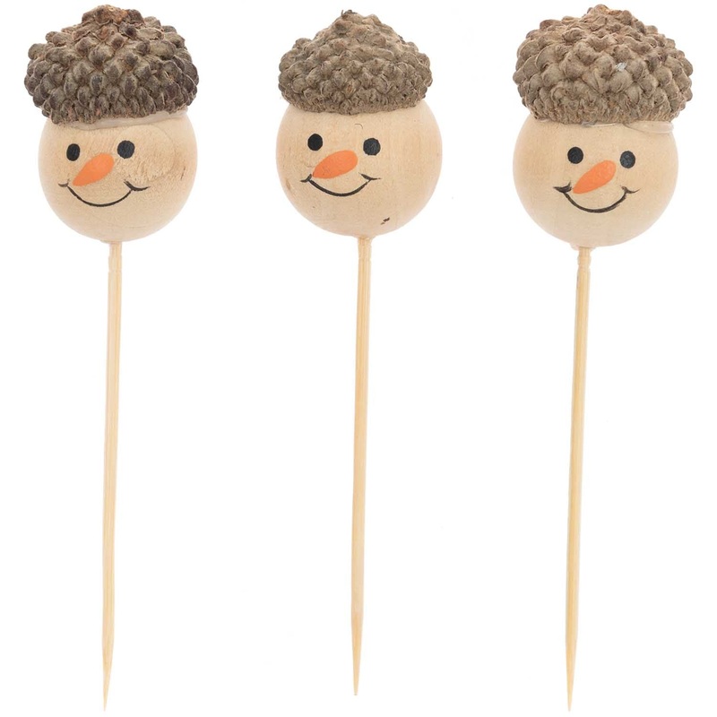 Snowman Acorn Hat Garnish Picks