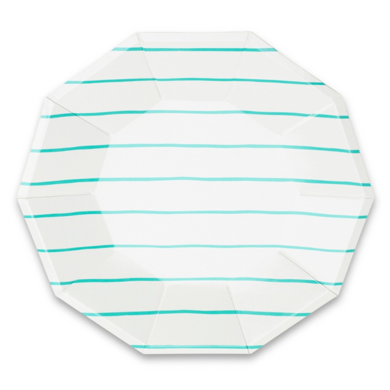 Aqua Frenchie Dinner Paper Plates